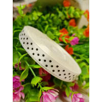 Атласная лента "горох" / белый / 1 см / 23 метра