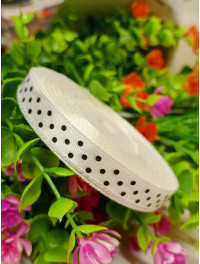 Атласна стрічка "горох"/білий/1 см/23 метри