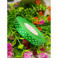 Атласна стрічка "горох"/зелений/1 см/23 метри