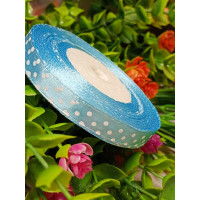 Атласна стрічка "горох"/блакитний/1 см/23 метри