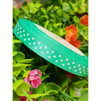 Атласна стрічка "горох"/ментол/1 см/23 метри