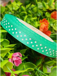 Атласна стрічка "горох"/ментол/1 см/23 метри