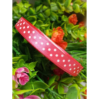 Атласна стрічка "горох"/світло червоний/1 см/23 метри