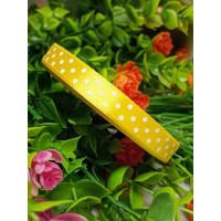 Атласная лента "горох" / желтый / 1 см / 23 метра