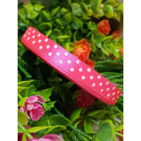 Атласная лента "горох" / малиновый / 1 см / 23 метра