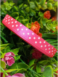 Атласна стрічка "горох"/малиновий/1 см/23 метри