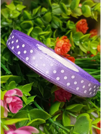 Атласна стрічка "горох"/бузковий/1 см/23 метри