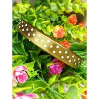 Атласна стрічка "горох"/оливка/1 см/23 метри