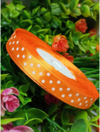 Атласна стрічка "горох"/жовтогарячий/1 см/23 метри