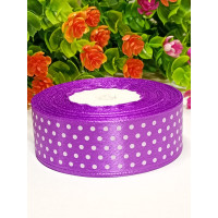 Атласная лента "горох" / 2,5 см / 23 метра / фиолетовый