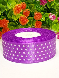 Атласна стрічка "горох"/2,5 см/23 метри/фіолетовий
