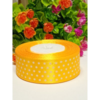 Атласна стрічка "горох"/2.5 см/23 метри/жовтий теплий