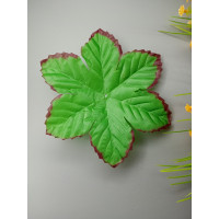 Искусственный лист подставка / диаметр 14 см / зелёный с красным кантом