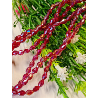 Кришталь/Овал/4×6мм/20 шт./ темно-червоний прозорий з АБ