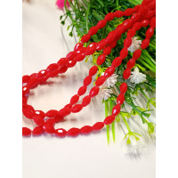 Хрусталь/ Овал/ 4×6мм/ 20 шт / красный матовый