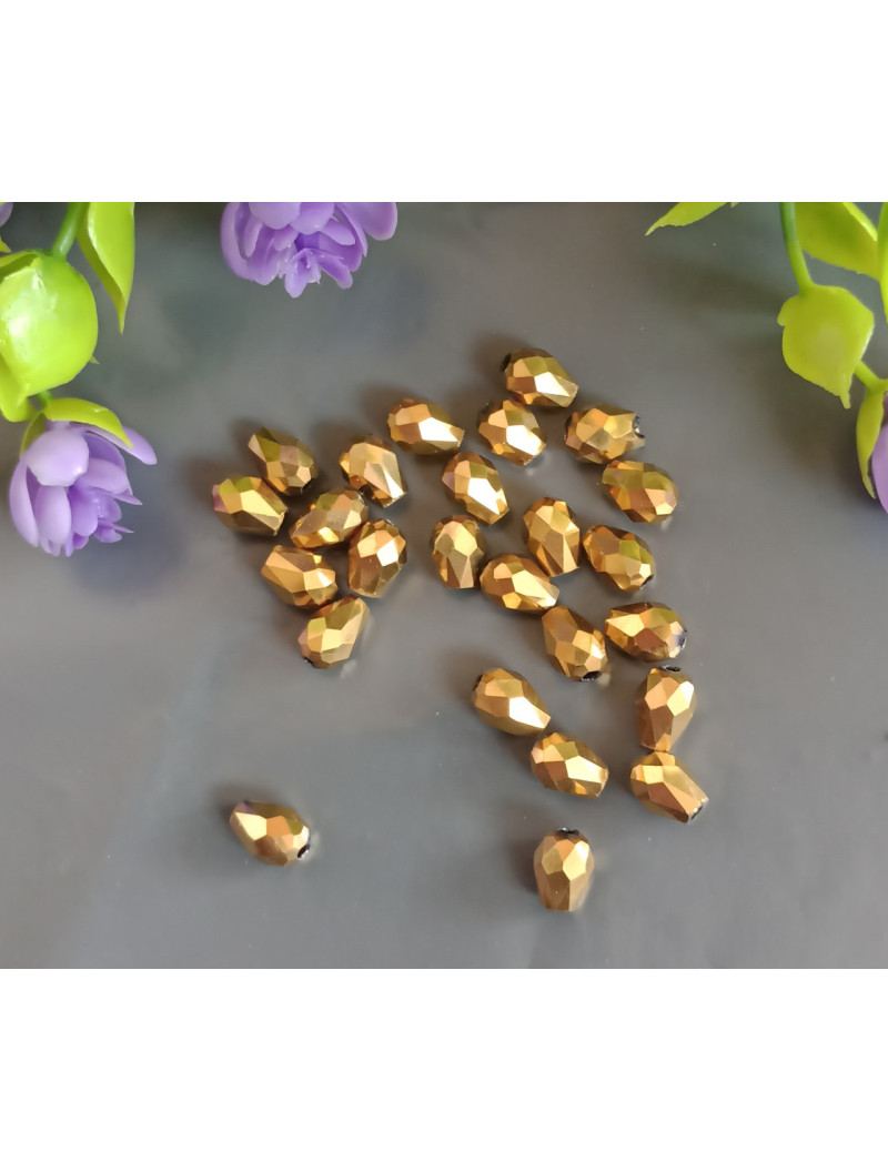 Кришталева "крапля"/6*8 мм/золотий металік/5 штук