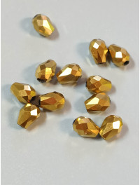 Кришталева "крапля"/6*8 мм/золотий металік/5 штук