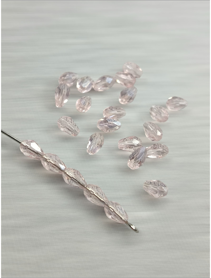 Хрустальная "крапля"/4*6 мм/ розовый с АБ /10 штук
