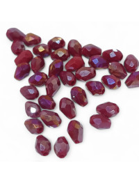 Кришталева "крапля"/4*6 мм/ темно-червоний матовий з АБ/10 штук