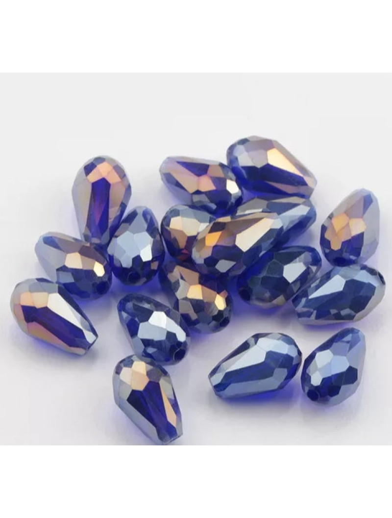 Хрустальная "крапля"/4*6 мм/ синий прозрачный с АБ /10 штук