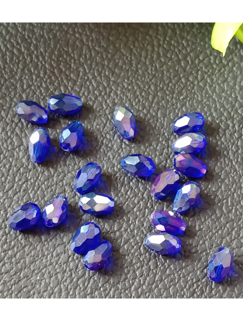 Хрустальная "крапля"/4*6 мм/ синий прозрачный с АБ /10 штук