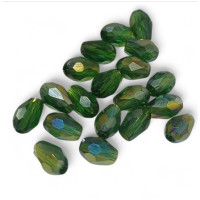 Хрустальные "капля" / 4*6 мм /  зеленый с переливом / 10 штук