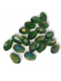 Кришталеві "крапля"/4*6 мм/зелений із переливом/10 штук