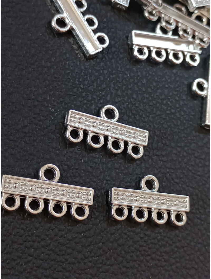 Конектор на 4. Розмір — 20 × 7 мм. Колір — срібло.