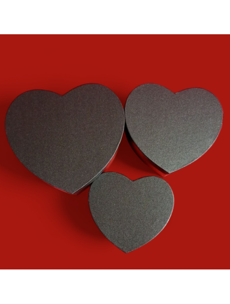 Коробка подарочная "Сердце". Цвет черный. 21х9см. 3шт/комплект.