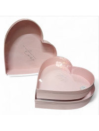 Коробка "серце" Набір 3 шт/З вікном/Рожево пудровий