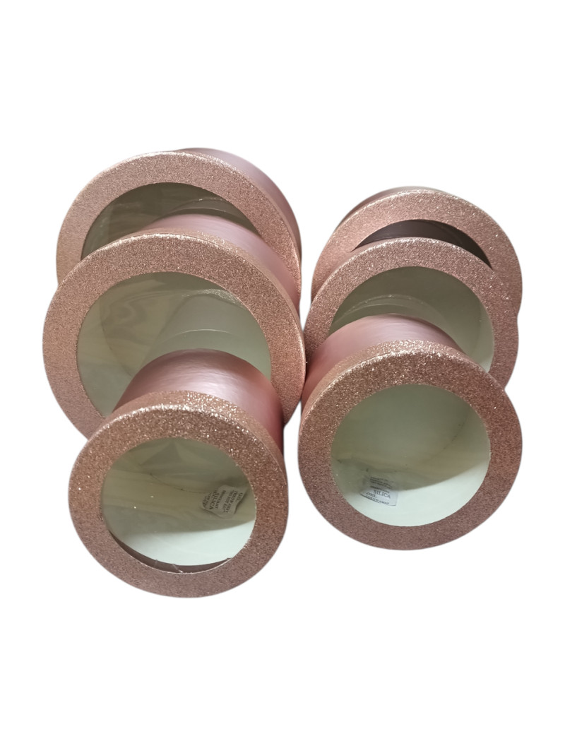 Набір коробок 6 в 1/кругла з вікном/кришка блискітки/