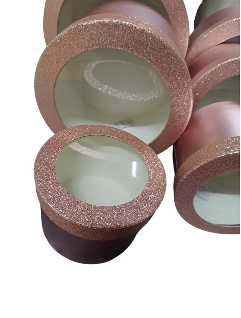 Набір коробок 6 в 1/кругла з вікном/кришка блискітки/