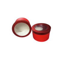 Набор коробок 6 в 1 / круглая с окном / красная /  крышка блестки /