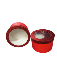 Набір коробок 6 в 1/кругла з вікном/червона/кришка блискітки/