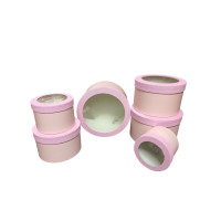 Набор коробок 6 в 1 / круглая с окном / розовая /  крышка блестки /