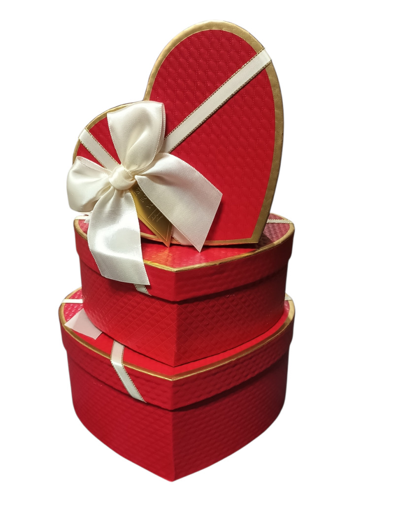 Набор коробок "сердце" / красный / 3 в 1