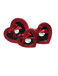 Набір коробок "серце"/червоний із вікном/3 в 1