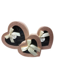 Набір коробок "серце"/пудровий із вікном/3 в 1