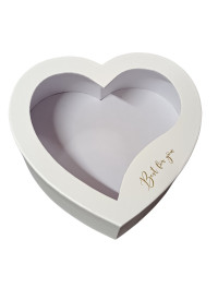 Коробка серце з вікном/біла/23 см.