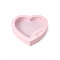 Коробка серце з вікном/ блідо рожевий/23 см