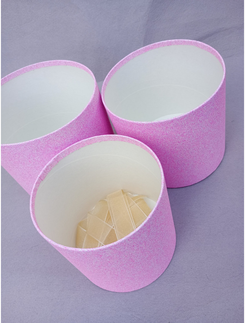 Подарункові коробки без кришки/набір 3 шт./рожевий з блискітками