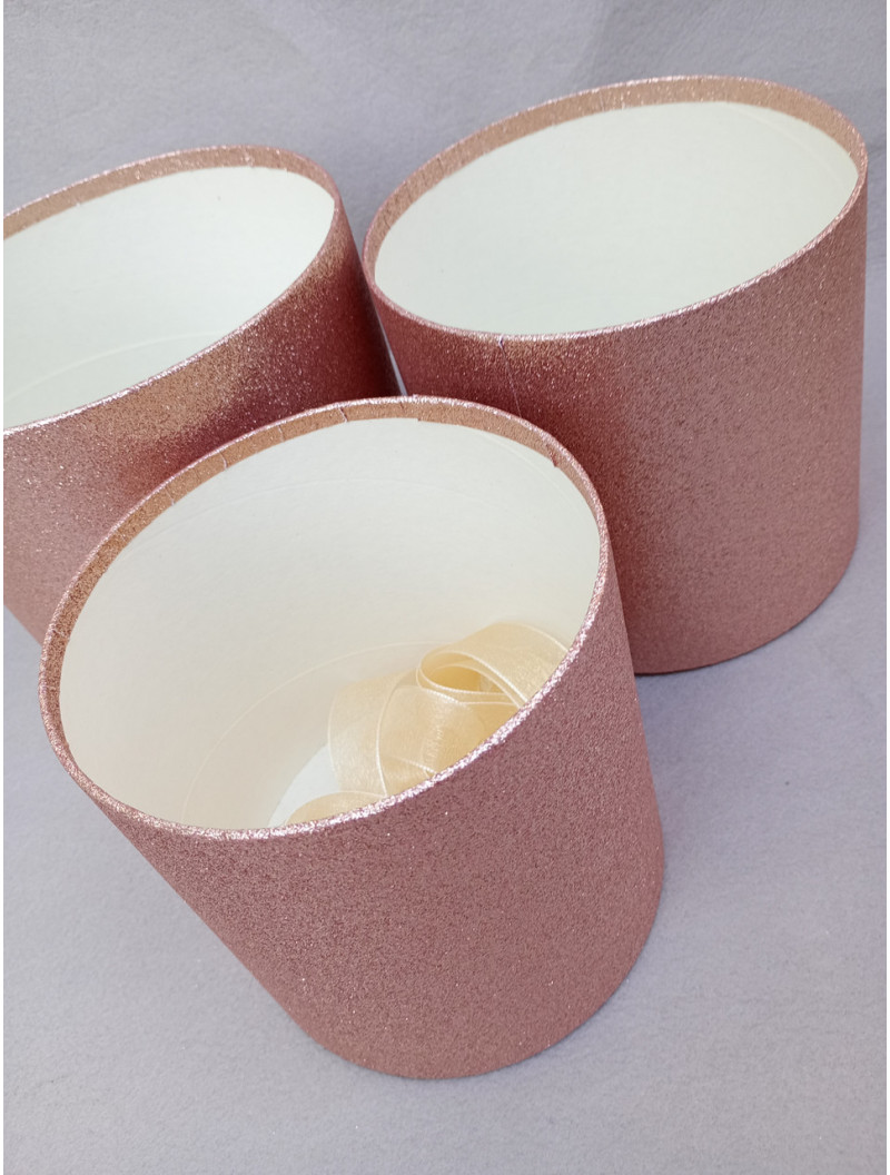 Подарункові коробки без кришки/набір 3 шт./ бронзовий з блискітками