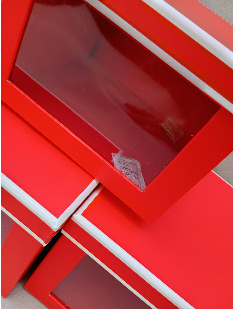 Подарункові коробки квадратні з вікном/набір 3 шт./червоний