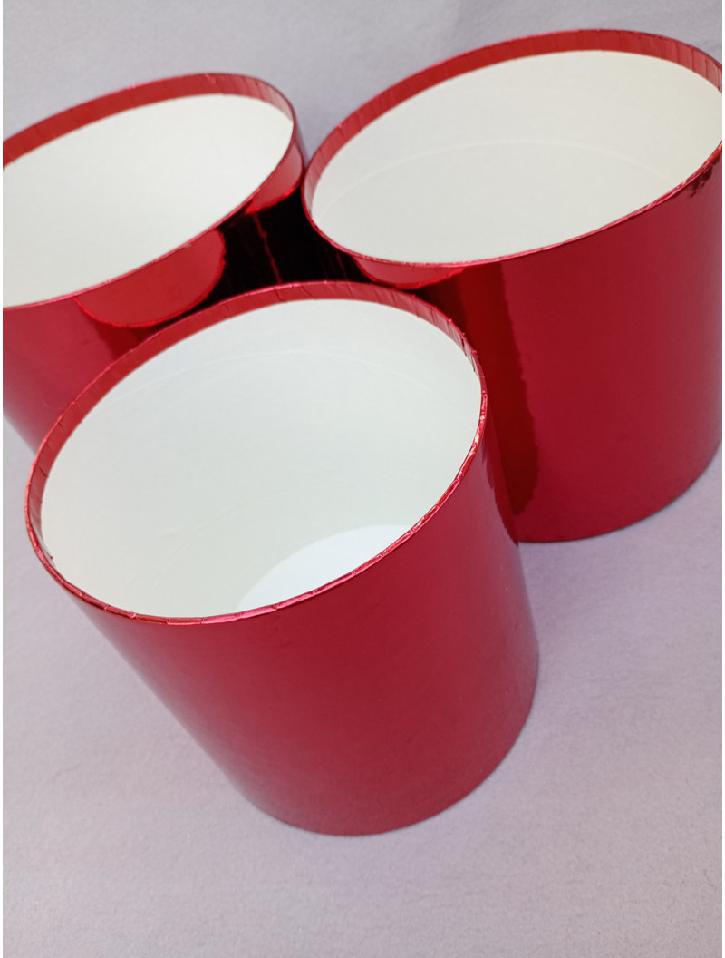 Подарункові коробки без кришки/набір 3 шт./червоний глянець