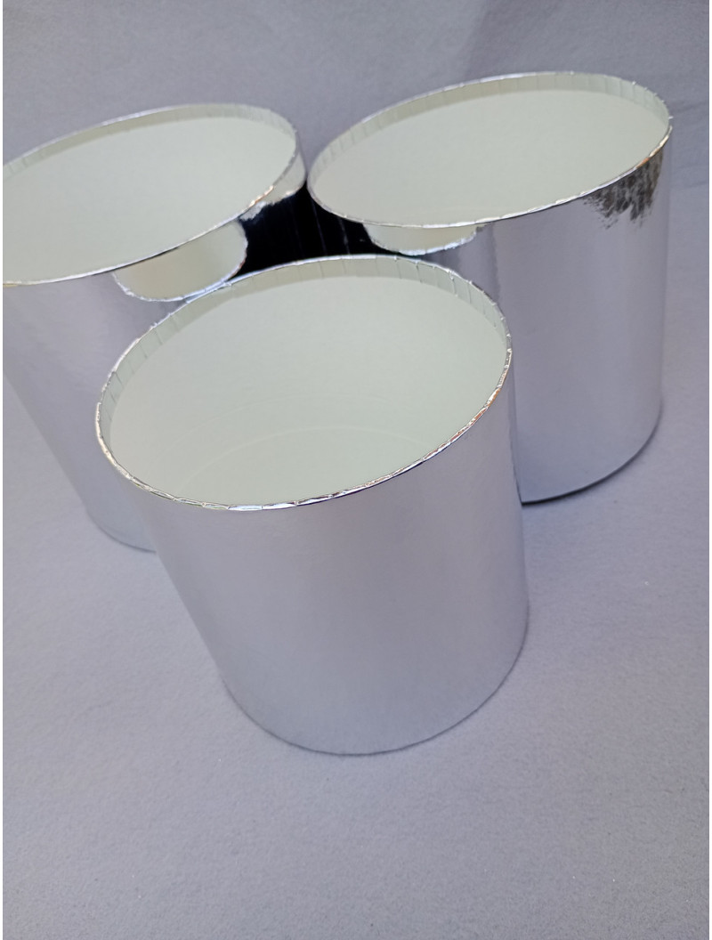 Подарункові коробки без кришки/набір 3 шт./срібний глянець