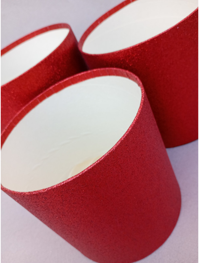 Подарункові коробки без кришки/набір 3 шт./червоний з блискітками