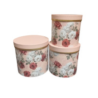 Подарочные коробки 3в1 с крышкой/ персик принт цветы /