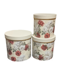 Подарункові коробки 3в1 з кришкою/ Бежевий принт квіти/