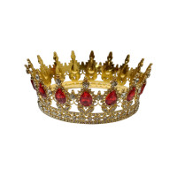 Корона металева/ діаметр 12,5 см/ Висота 5,5 см/ золото з червоним камінням