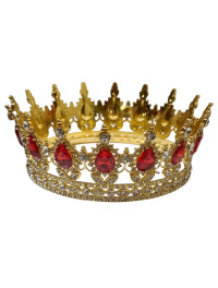 Корона металева/ діаметр 12,5 см/ Висота 5,5 см/ золото з червоним камінням